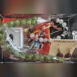 Jewelry lot with gemstone & some sterling & polki diamonds sterling ring